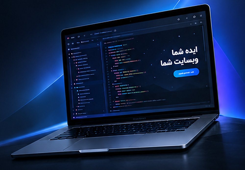 لپ‌تاپ با نمونهٔ طراحی سایت